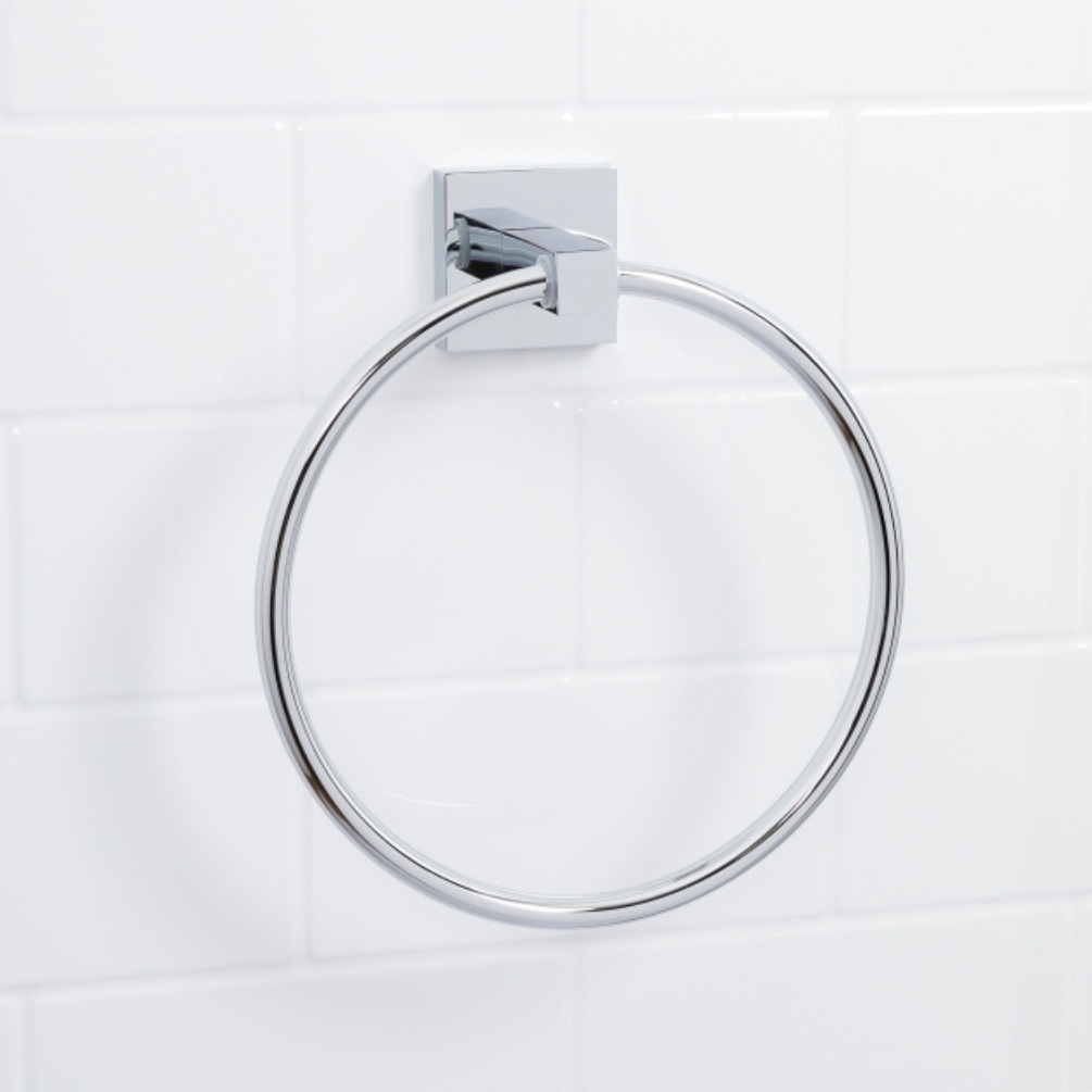 Lifestyle image of the Bristan Square Chrome Towel Ring
